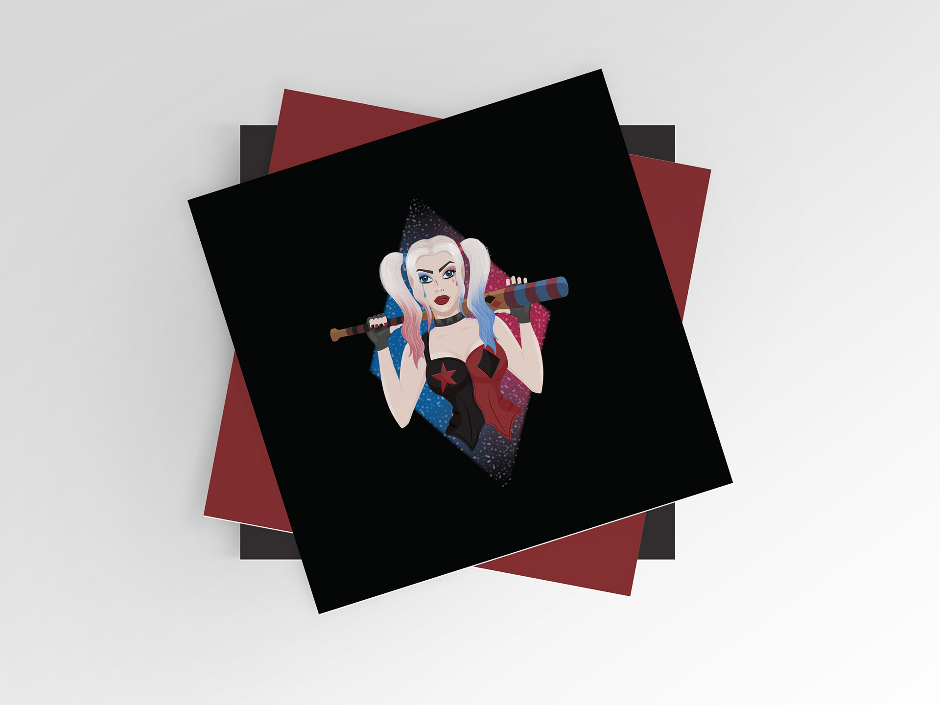 A graphic illustration of Harley Quin.