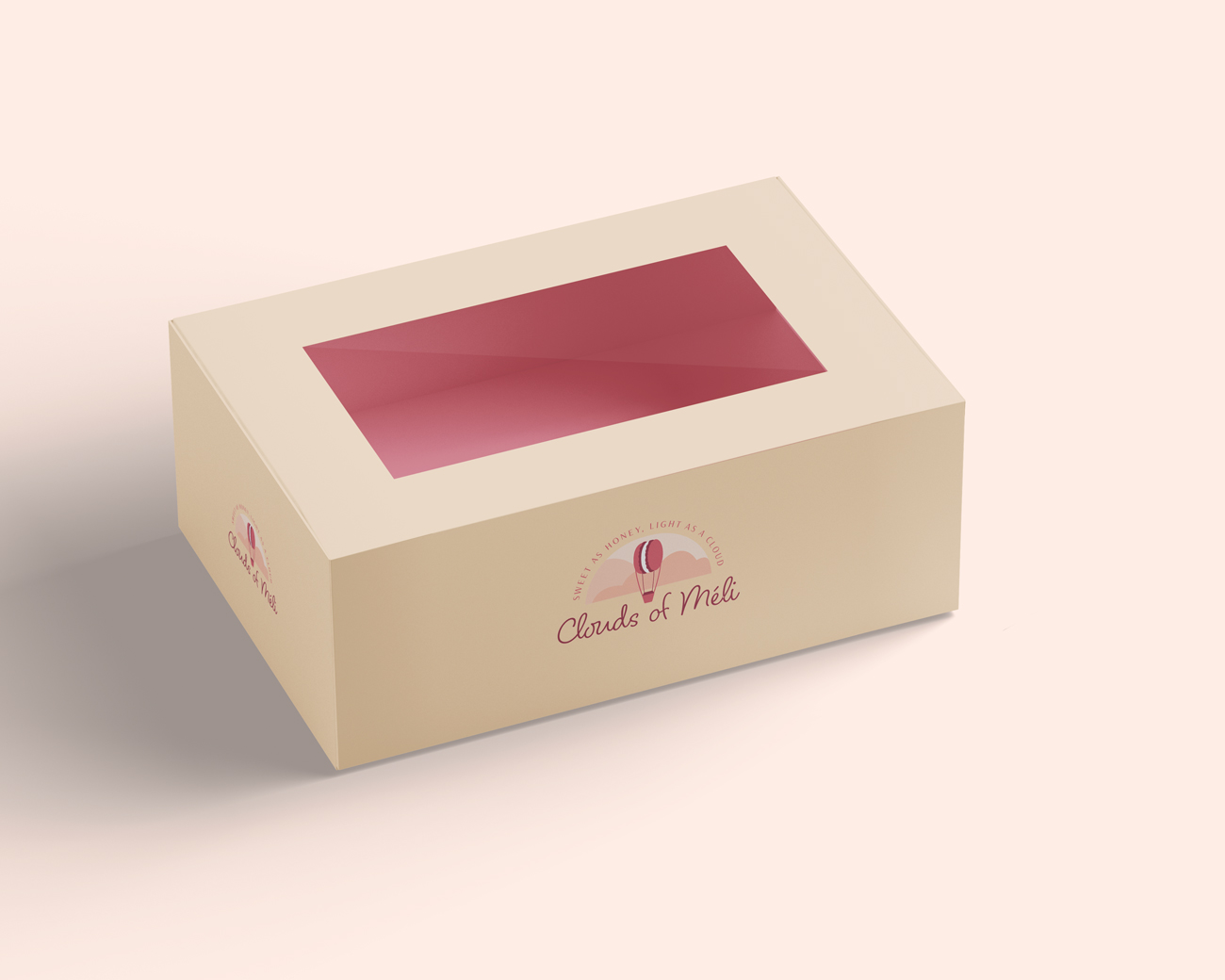 A mockup image of the logo on a desert box.