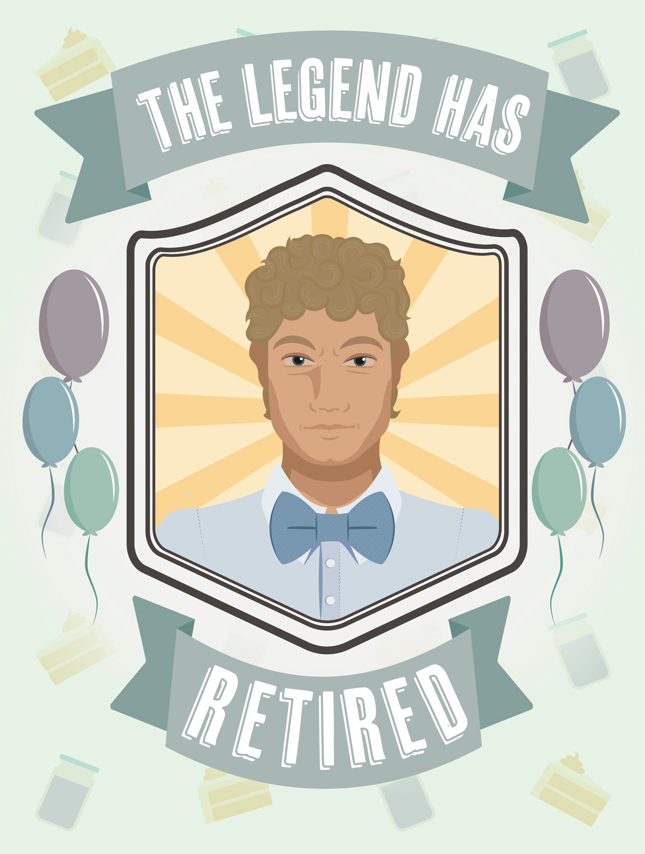 A poster graphic with an illustration of the person retiring with the phrase 'The legend has retired'.