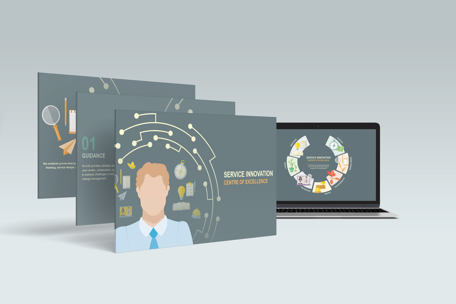 A mockup image of powerpoint slides.
