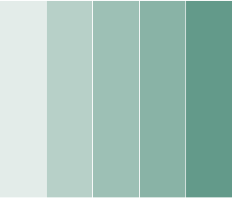A swatch of green shades used in the project.