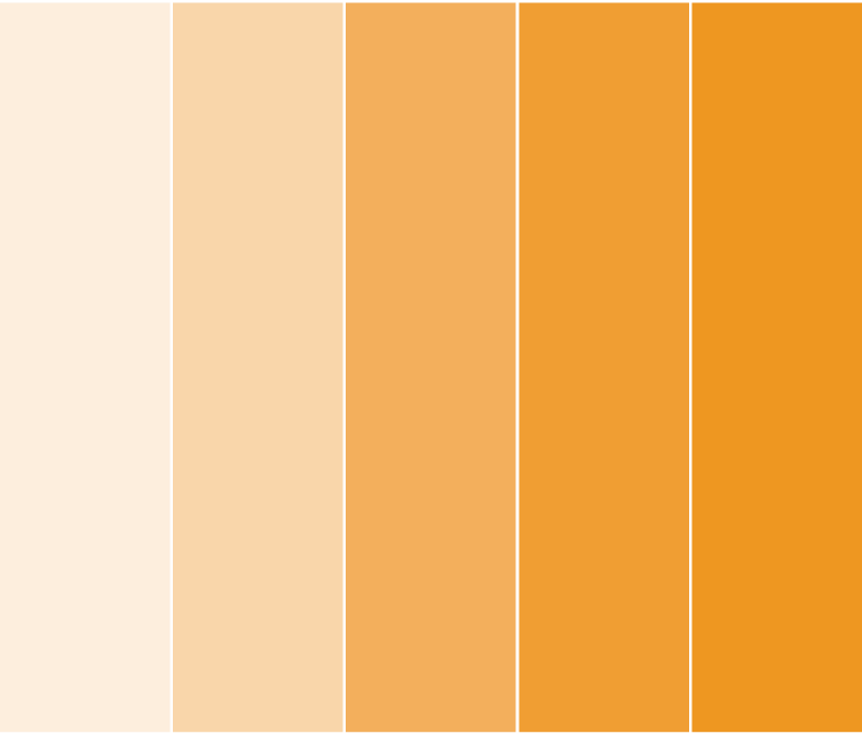 A swatch of orange shades used in the project.
