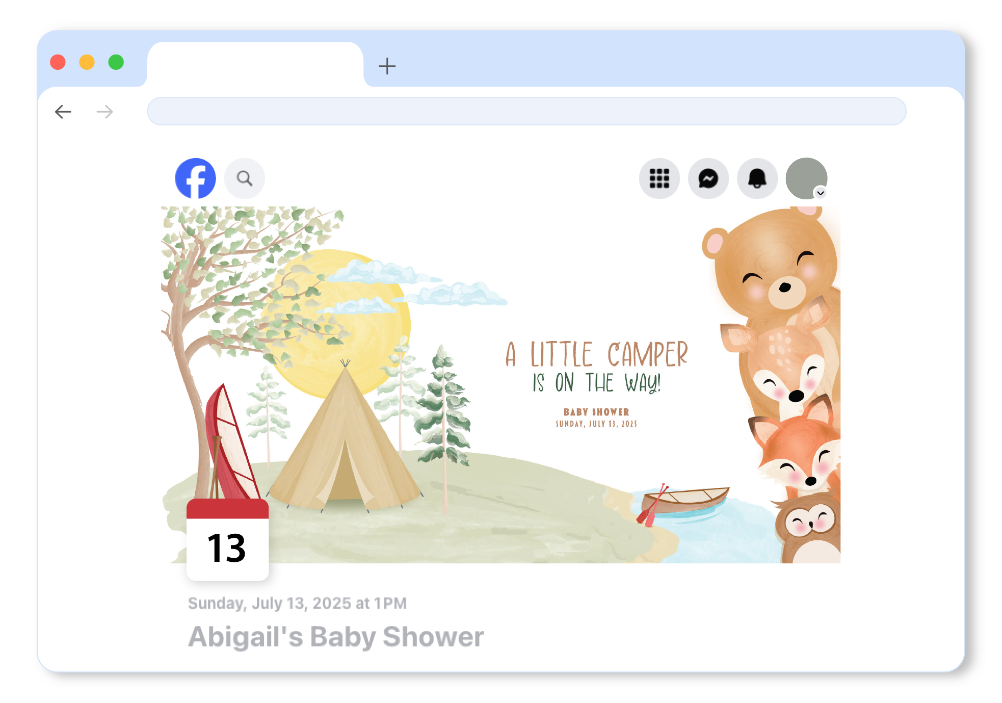 A mockup image of a web banner with the design reworked to include only the theme and date of the event.