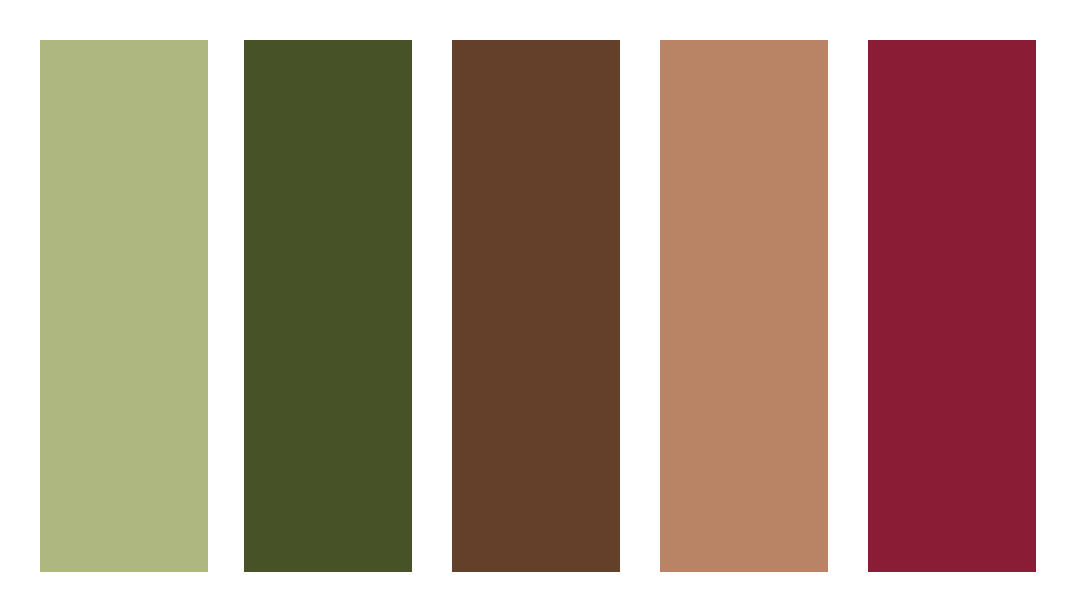 A swatch of the main shades used in the project.
