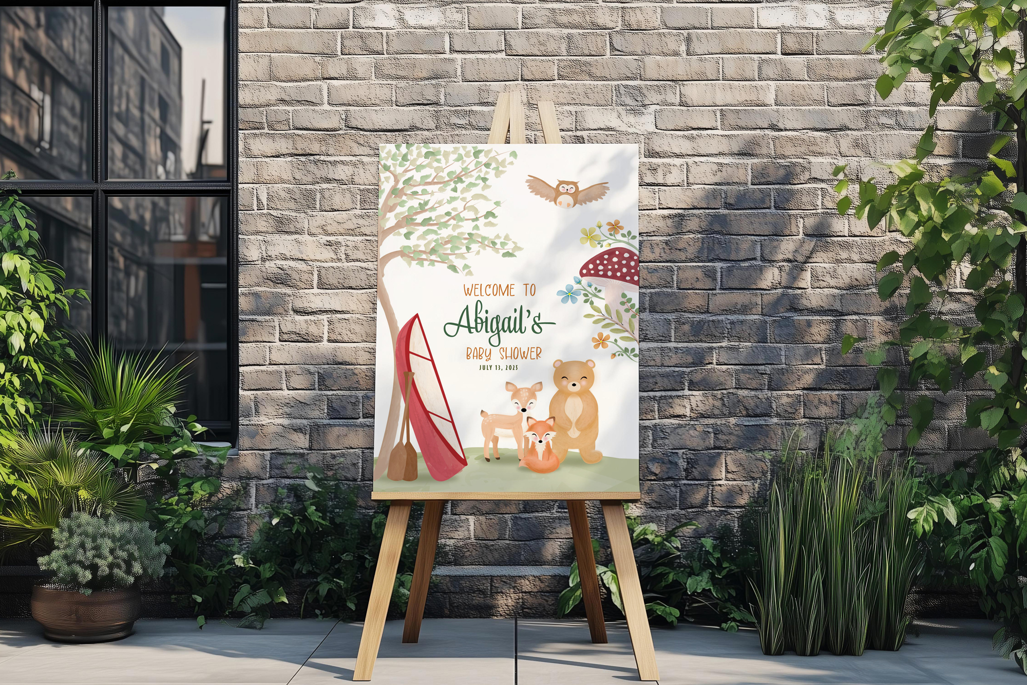 A mockup image the poster on an easel.