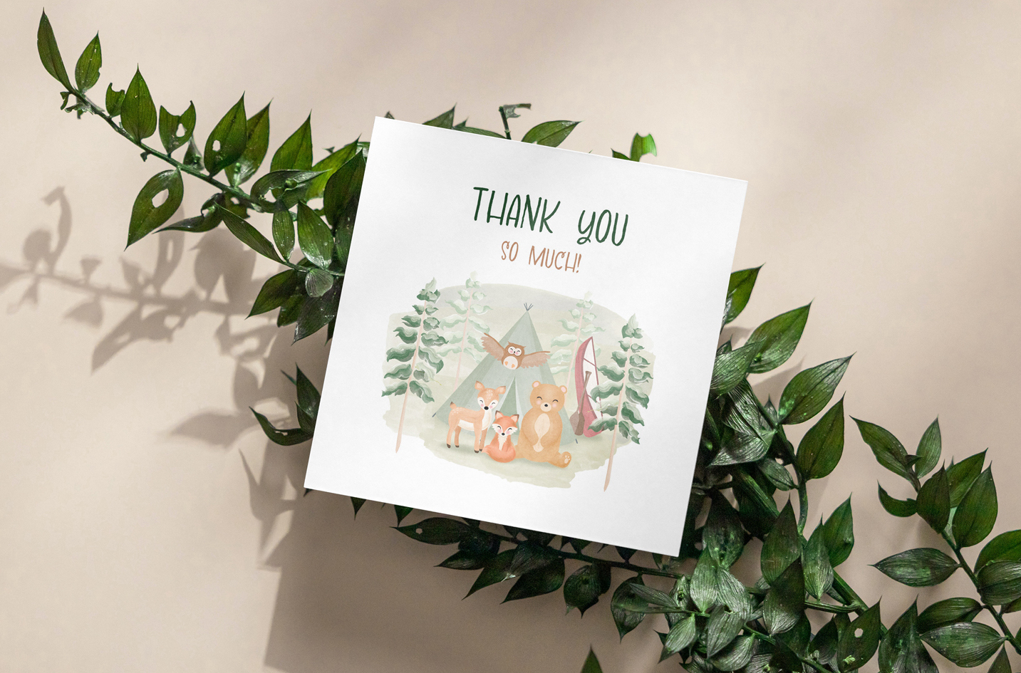 A mockup image of the 'Thank you' card.