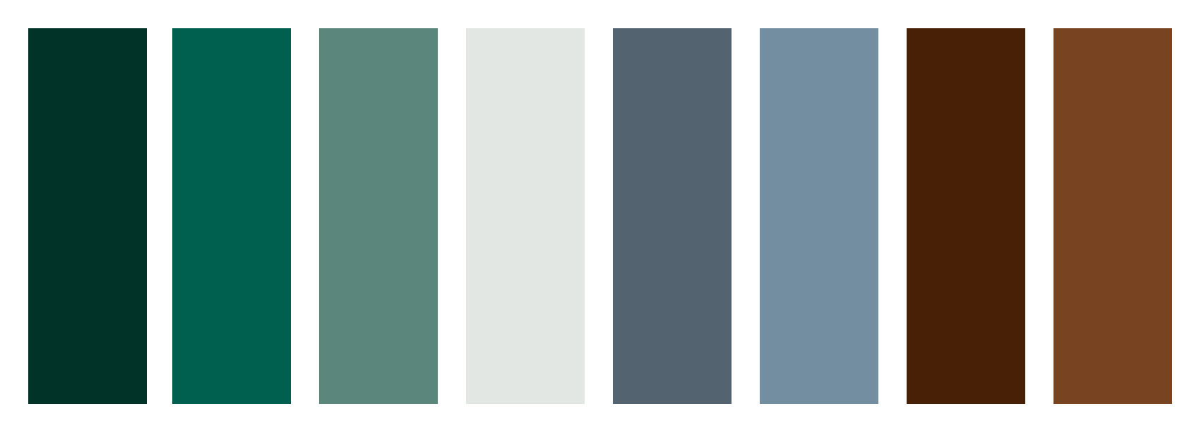 A swatch of the main shades used in the project.