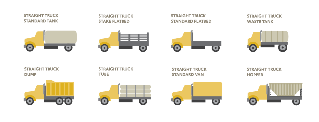 Truck icons that represent each type of roadway means of containment.