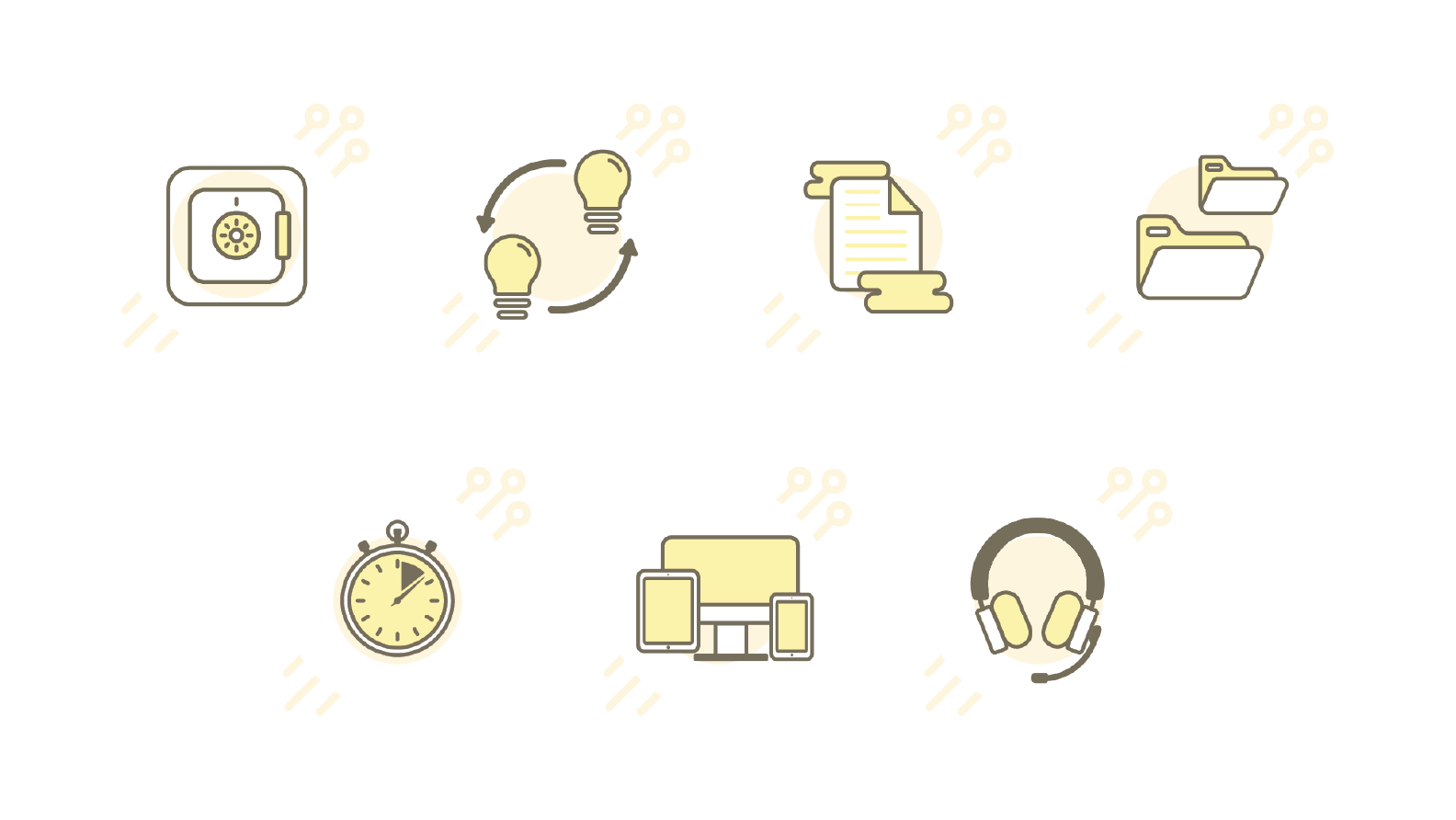 An image of the several icons used in the design that represent service features.
